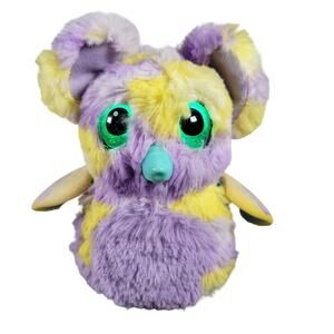 Hatchimals Interactive Plush Toy, Purple Yellow, Eyes Light Up, Works, 7"